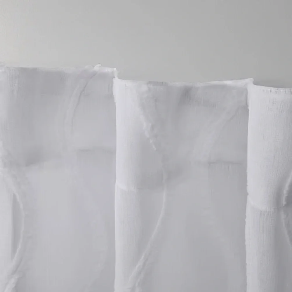 NEW Exclusive Home Belfast Woven Wave Embellished Sheer  White 54x84